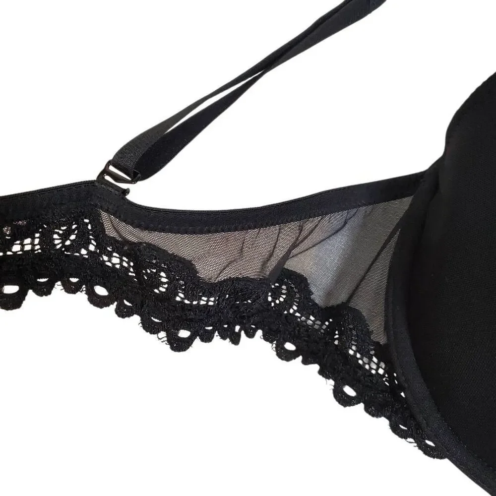Natori Private Luxuries Lace Trim Underwire Maternity Nursing Bra Black Size 38C
